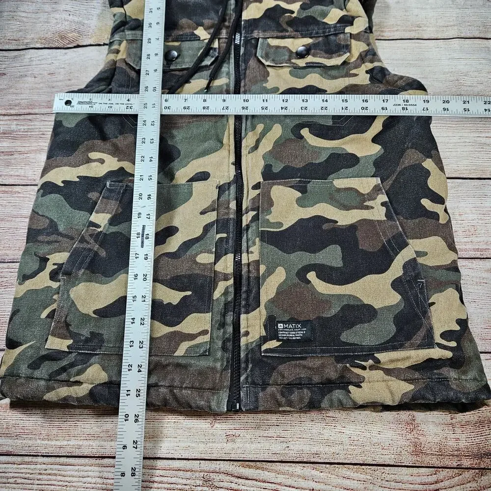 MATIX Vest Men's Camouflage S Hooded Quilted Insulated Cotton